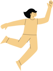 an illustration of a person with a bob dancing